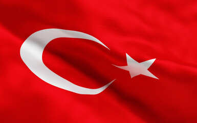 turkey waving flag close up; 3d render; illustation;
