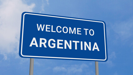 Obraz premium Welcome to Argentina Road Sign on Clear Blue Sky