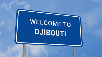 Welcome to Djibouti Road Sign on Clear Blue Sky