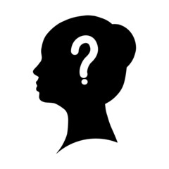 woman head shadow silhouette with question mark