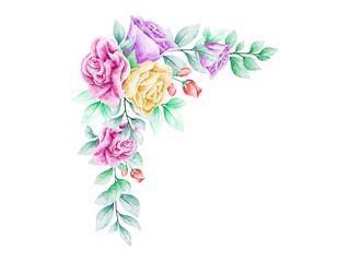 Flower Watercolor Arrangement. Flower Arrangement for Invitation Card