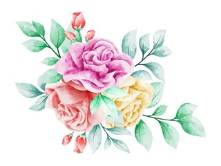 Watercolor Flower Arrangement. Flower Arrangement for Invitation Card