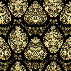 Classical luxury old fashioned damask ornament, royal victorian floral baroque. Seamless pattern, background. Vector illustration.