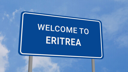 Welcome to Eritrea Road Sign on Clear Blue Sky