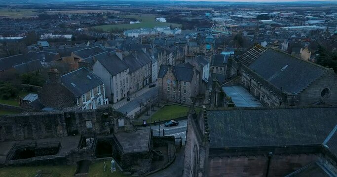 Panorama of Stirling in Scotland, Aerial view