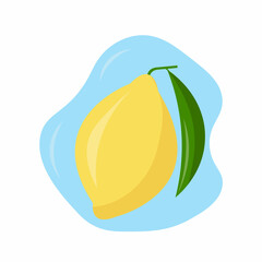Lemon on a blue background, yellow citrus, flat vector illustration
