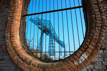 Transporter bridge through a window