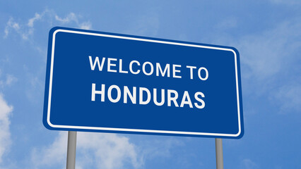 Obraz premium Welcome to Honduras Road Sign on Clear Blue Sky