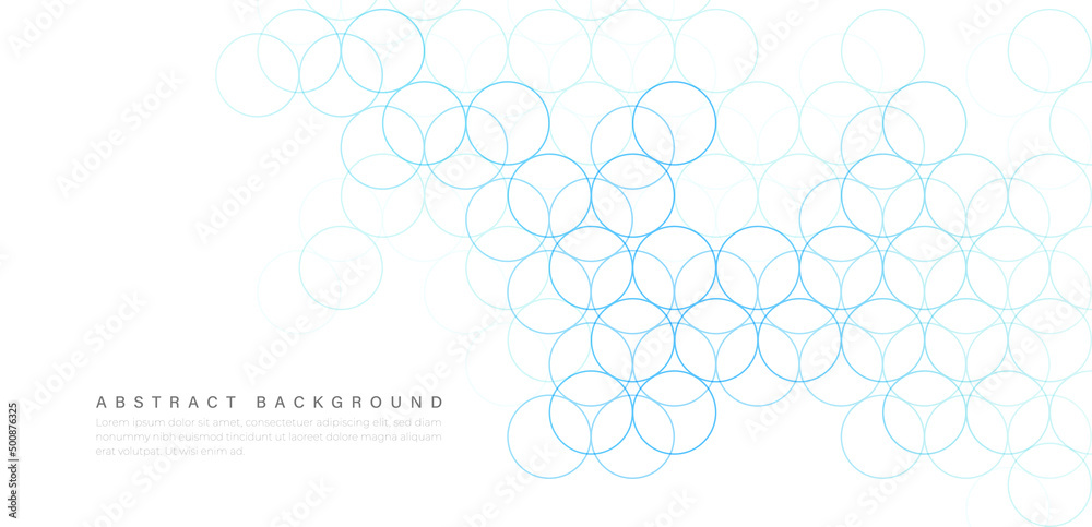 Fototapete abstract white background with bright blue circle vector. simple circle lines overlay texture. clean