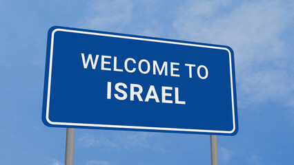 Welcome to Israel Road Sign on Clear Blue Sky