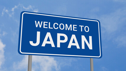 Welcome to Japan Road Sign on Clear Blue Sky