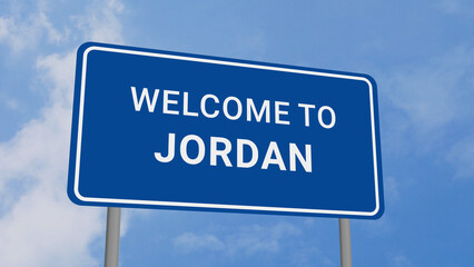 Welcome to Jordan Road Sign on Clear Blue Sky