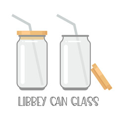 Cocktail Glass Cup. Libbey can glass. Jar with lid and straw. - 500876518