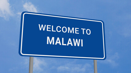 Welcome to Malawi Road Sign on Clear Blue Sky 