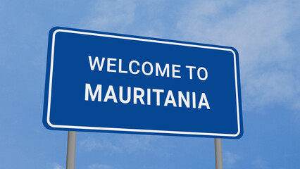 Welcome to Mauritania Road Sign on Clear Blue Sky 