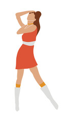 Modern abstract woman wearing stylish dress. Fashion girl. Flat vector illustration isolated on white background