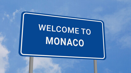 Obraz premium Welcome to Monaco Road Sign on Clear Blue Sky 