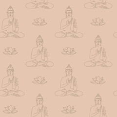 seamless buddha and lowers pattern