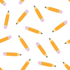 seamless pattern with pencils in cartoon style