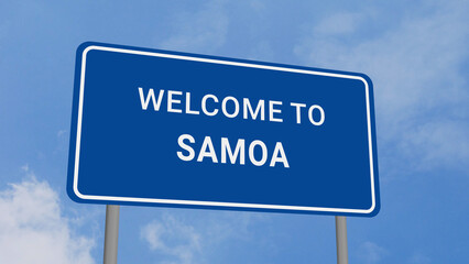 Obraz premium Welcome to Samoa Road Sign on Clear Blue Sky 
