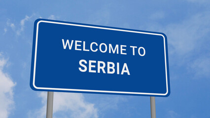 Welcome to Serbia Road Sign on Clear Blue Sky 