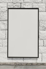 Blank Poster frame / Billboard / Display on an old factory brick stone wall - Mockup 