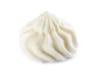 Delicious fresh whipped cream isolated on white