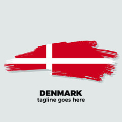  flag of Denmark brush stroke background vector illustration
