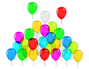 set of realistic flying balloons isolated or multicolored helium balloon or group of balloon decoration for party. eps vector