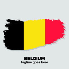  flag of Belgium brush stroke background vector illustration