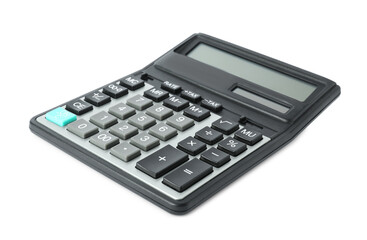 Modern calculator on white background. Office equipment
