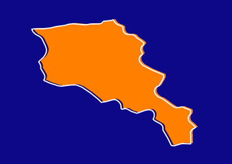 Obraz premium Outline map of Armenia, stylized concept map of Armenia. Orange map on blue background.
