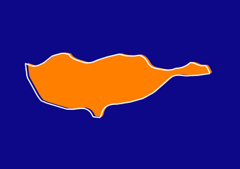 Outline map of Cyprus, stylized concept map of Cyprus. Orange map on blue background.