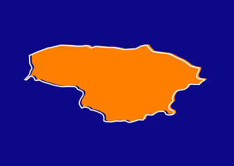 Obraz premium Outline map of Lithuania, stylized concept map of Lithuania. Orange map on blue background.