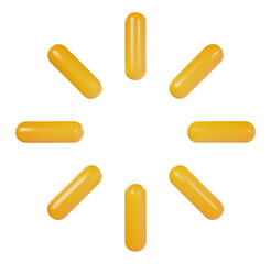 3d cartoon yellow glossy sunburst isolated in white background. Minimal realistic design element for game. Vector illustration.