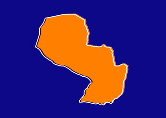 Obraz premium Outline map of Paraguay, stylized concept map of Paraguay. Orange map on blue background.