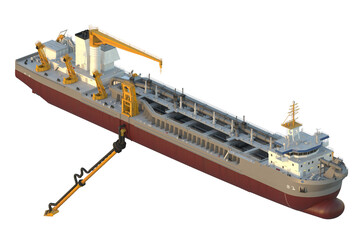Hopper dredger. Isolated on white. 3d-rendering