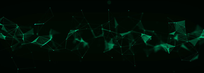 Futuristic global network connection structure. Cyber security digital data flow. Science background concept. 3D rendering.