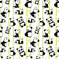 Obraz premium panda bamboo seamless pattern for textile, packaging