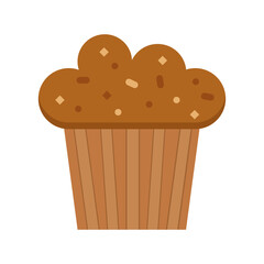 Muffin color vector icon. Flat chocolate cupcake illustration. Cake dessert design.