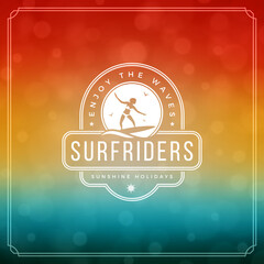 Summer holidays typography label design on grunge textured paper background. Vector illustration good for posters or flyers.