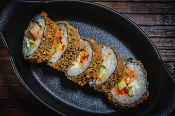 Sushi- delicious menu Fastfood- restaurant concept