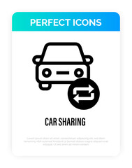Car sharing thin line icon. Symbol of transport exchanging. Vector illustration.