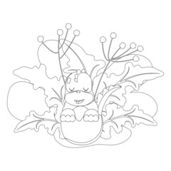 Cute dinosaur coloring page for kids. Jurassic park theme. Vector illustration design for coloring book.