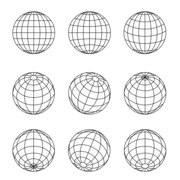 Globe earth icon. Set of spheres from different sides.
