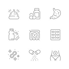 Set line icons of probiotics
