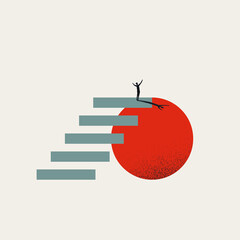 Business career top vector concept. Symbol of success, growth, climbing corporate ladder. Minimal illustration © jozefmicic