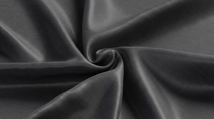 Fototapeta na wymiar Blank black twisted fabric glossy material mockup, side view