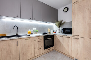 Fitted kitchen in small new apartment,