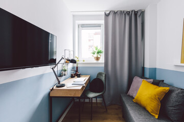 Naklejka na ściany i meble Interior of small apartment room for home office